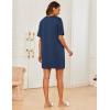 Ekouaer Sleep Shirts for Women Nightgown Short Sleeves T shirt Night Dress Round Neck Womans Nightgown with Pocket S-XXL(Blue)