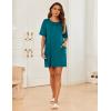 Ekouaer Sleep Shirts for Women Nightgown Short Sleeves T shirt Night Dress Round Neck Womans Nightgown with Pocket S-XXL(Blue Green)