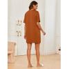 Ekouaer Sleep Shirts for Women Nightgown Short Sleeves T shirt Night Dress Round Neck Womans Nightgown with Pocket S-XXL(Caramel)