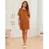 Ekouaer Sleep Shirts for Women Nightgown Short Sleeves T shirt Night Dress Round Neck Womans Nightgown with Pocket S-XXL(Caramel)