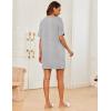 Ekouaer Sleep Shirts for Women Nightgown Short Sleeves T shirt Night Dress Round Neck Womans Nightgown with Pocket S-XXL(Light Grey)
