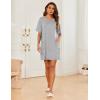 Ekouaer Sleep Shirts for Women Nightgown Short Sleeves T shirt Night Dress Round Neck Womans Nightgown with Pocket S-XXL(Light Grey)