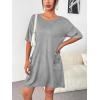 Ekouaer Sleep Shirts for Women Nightgown Short Sleeves T shirt Night Dress Round Neck Womans Nightgown with Pocket S-XXL(Light Grey)