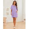 Ekouaer Sleep Shirts for Women Nightgown Short Sleeves T shirt Night Dress Round Neck Womans Nightgown with Pocket S-XXL(Lilac)