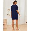 Ekouaer Sleep Shirts for Women Nightgown Short Sleeves T shirt Night Dress Round Neck Womans Nightgown with Pocket S-XXL(Navy Blue)