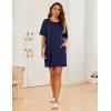 Ekouaer Sleep Shirts for Women Nightgown Short Sleeves T shirt Night Dress Round Neck Womans Nightgown with Pocket S-XXL(Navy Blue)