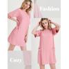 Ekouaer Sleep Shirts for Women Nightgown Short Sleeves T shirt Night Dress Round Neck Womans Nightgown with Pocket S-XXL(Pink)