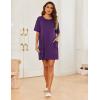 Ekouaer Sleep Shirts for Women Nightgown Short Sleeves T shirt Night Dress Round Neck Womans Nightgown with Pocket S-XXL(Purple)