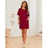 Ekouaer Sleep Shirts for Women Nightgown Short Sleeves T shirt Night Dress Round Neck Womans Nightgown with Pocket S-XXL(Wine Red)