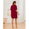 Ekouaer Sleep Shirts for Women Nightgown Short Sleeves T shirt Night Dress Round Neck Womans Nightgown with Pocket S-XXL(Wine Red)