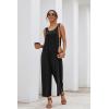 Ekouaer Sleeveless Jumpsuits for Women Scoop Neck Casual Tank Rompers Wide Leg Pants Overalls with Pockets(Black)