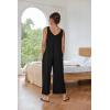 Ekouaer Sleeveless Jumpsuits for Women Scoop Neck Casual Tank Rompers Wide Leg Pants Overalls with Pockets(Black)