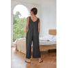 Ekouaer Sleeveless Jumpsuits for Women Scoop Neck Casual Tank Rompers Wide Leg Pants Overalls with Pockets(Dark Gray)