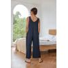 Ekouaer Sleeveless Jumpsuits for Women Scoop Neck Casual Tank Rompers Wide Leg Pants Overalls with Pockets(Navy Blue)