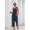 Ekouaer Sleeveless Jumpsuits for Women Scoop Neck Casual Tank Rompers Wide Leg Pants Overalls with Pockets(Navy Blue)