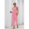 Ekouaer Sleeveless Jumpsuits for Women Scoop Neck Casual Tank Rompers Wide Leg Pants Overalls with Pockets(Pink)