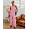 Ekouaer Sleeveless Jumpsuits for Women Scoop Neck Casual Tank Rompers Wide Leg Pants Overalls with Pockets(Pink)