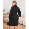 Ekouaer Women Plus Size Robe Knee Length Lightweight Bathrobe Short Kimono Robes with Pockets Maternity Robe 1X-5X(Black)