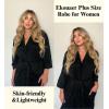 Ekouaer Women Plus Size Robe Knee Length Lightweight Bathrobe Short Kimono Robes with Pockets Maternity Robe 1X-5X(Black)