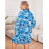 Ekouaer Women Plus Size Robe Knee Length Lightweight Bathrobe Short Kimono Robes with Pockets Maternity Robe 1X-5X(Blue Fower)