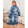 Ekouaer Women Plus Size Robe Knee Length Lightweight Bathrobe Short Kimono Robes with Pockets Maternity Robe 1X-5X(Blue Tie Dye)