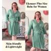 Ekouaer Women Plus Size Robe Knee Length Lightweight Bathrobe Short Kimono Robes with Pockets Maternity Robe 1X-5X(Celadon Green)
