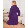 Ekouaer Women Plus Size Robe Knee Length Lightweight Bathrobe Short Kimono Robes with Pockets Maternity Robe 1X-5X(Deep Purple)