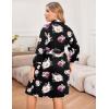 Ekouaer Women Plus Size Robe Knee Length Lightweight Bathrobe Short Kimono Robes with Pockets Maternity Robe 1X-5X(Floral Black)