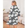 Ekouaer Women Plus Size Robe Knee Length Lightweight Bathrobe Short Kimono Robes with Pockets Maternity Robe 1X-5X(Floral Gray)