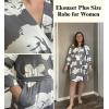 Ekouaer Women Plus Size Robe Knee Length Lightweight Bathrobe Short Kimono Robes with Pockets Maternity Robe 1X-5X(Floral Gray)