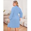 Ekouaer Women Plus Size Robe Knee Length Lightweight Bathrobe Short Kimono Robes with Pockets Maternity Robe 1X-5X(Light Blue)
