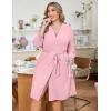 Ekouaer Women Plus Size Robe Knee Length Lightweight Bathrobe Short Kimono Robes with Pockets Maternity Robe 1X-5X(Light Pink)