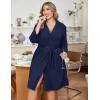 Ekouaer Women Plus Size Robe Knee Length Lightweight Bathrobe Short Kimono Robes with Pockets Maternity Robe 1X-5X(Navy)