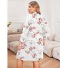 Ekouaer Women Plus Size Robe Knee Length Lightweight Bathrobe Short Kimono Robes with Pockets Maternity Robe 1X-5X(White Floral)