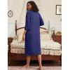 Ekouaer Women Robe Zippered 3/4 Sleeve Knit Bathrobe Soft Full Length Loungewear Robes with Pockets
