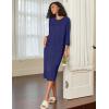 Ekouaer Women Robe Zippered 3/4 Sleeve Knit Bathrobe Soft Full Length Loungewear Robes with Pockets