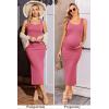 Ekouaer Women Tank Maternity Dress Sleeveless Ribbed Knit Pregnancy Dresses Round Neck Pregnant Loungewear(Coral Pink)