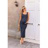 Ekouaer Women Tank Maternity Dress Sleeveless Ribbed Knit Pregnancy Dresses Round Neck Pregnant Loungewear(Deep Grey)