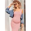 Ekouaer Women Tank Maternity Dress Sleeveless Ribbed Knit Pregnancy Dresses Round Neck Pregnant Loungewear(Dirty Pink)