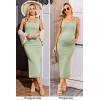Ekouaer Women Tank Maternity Dress Sleeveless Ribbed Knit Pregnancy Dresses Round Neck Pregnant Loungewear(Light Green)