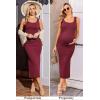 Ekouaer Women Tank Maternity Dress Sleeveless Ribbed Knit Pregnancy Dresses Round Neck Pregnant Loungewear(Wine Red)