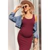 Ekouaer Women Tank Maternity Dress Sleeveless Ribbed Knit Pregnancy Dresses Round Neck Pregnant Loungewear(Wine Red)