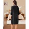 Ekouaer Women Zipper Robe Lightweight House Coat Zipper Front Short Bathrobes Soft Nightgown with Pockets S-3XL(Black)