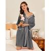 Ekouaer Women Zipper Robe Lightweight House Coat Zipper Front Short Bathrobes Soft Nightgown with Pockets S-3XL(Dark Grey)