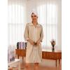 Ekouaer Women Zipper Robe Lightweight House Coat Zipper Front Short Bathrobes Soft Nightgown with Pockets S-3XL(Khaki)
