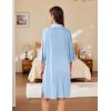 Ekouaer Women Zipper Robe Lightweight House Coat Zipper Front Short Bathrobes Soft Nightgown with Pockets S-3XL(Light Blue)