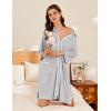 Ekouaer Women Zipper Robe Lightweight House Coat Zipper Front Short Bathrobes Soft Nightgown with Pockets S-3XL(Light Grey)