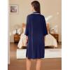 Ekouaer Women Zipper Robe Lightweight House Coat Zipper Front Short Bathrobes Soft Nightgown with Pockets S-3XL(Navy Blue)