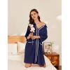 Ekouaer Women Zipper Robe Lightweight House Coat Zipper Front Short Bathrobes Soft Nightgown with Pockets S-3XL(Navy Blue)