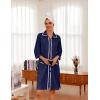 Ekouaer Women Zipper Robe Lightweight House Coat Zipper Front Short Bathrobes Soft Nightgown with Pockets S-3XL(Navy Blue)